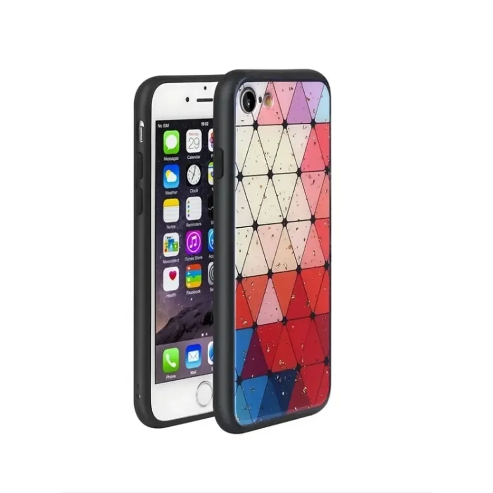 TPU Geometric Phone Case for iPhone Plus X 11 Pro in Multicolor (Red/Blue/White)